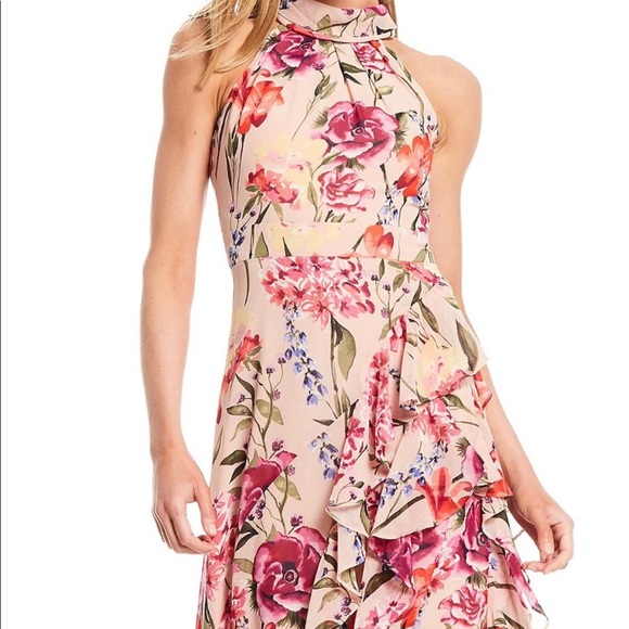 Eliza J floral halter gown.Like new. - Picture 5 of 10